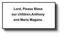 Lord, Please Bless our children,Anthony and Maria Magana.   293